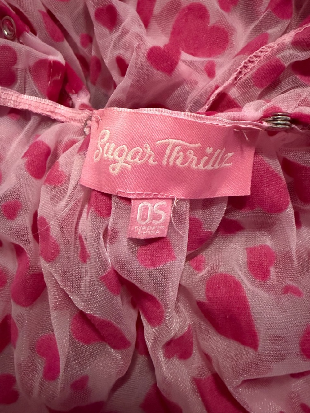 Pink Heart Print Feather Trim Robe - Picture 3 of 4